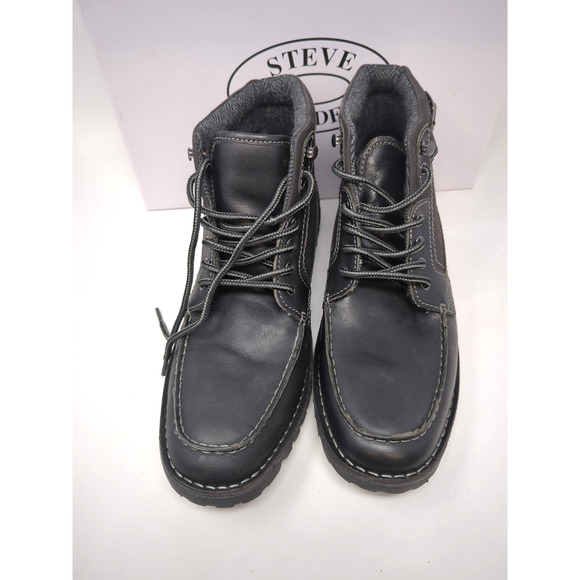 Steve Madden Welcome Boots Men 11 Ankle Leather Combat Buckle Black Box main image 4
